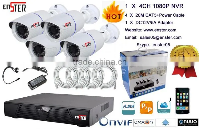 2016 home use wireless WIFI NVR Kits 4 pcs hotselling cheap IP 1.0MP 1.3MP 2.0MP cameras