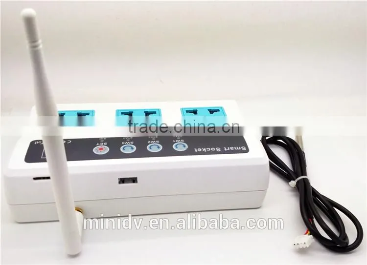 2200W 10A QUADBAND SMS/CALL Remote Controlled GSM Power Socket with 3 Outlets Which Also Supports Temperature Control