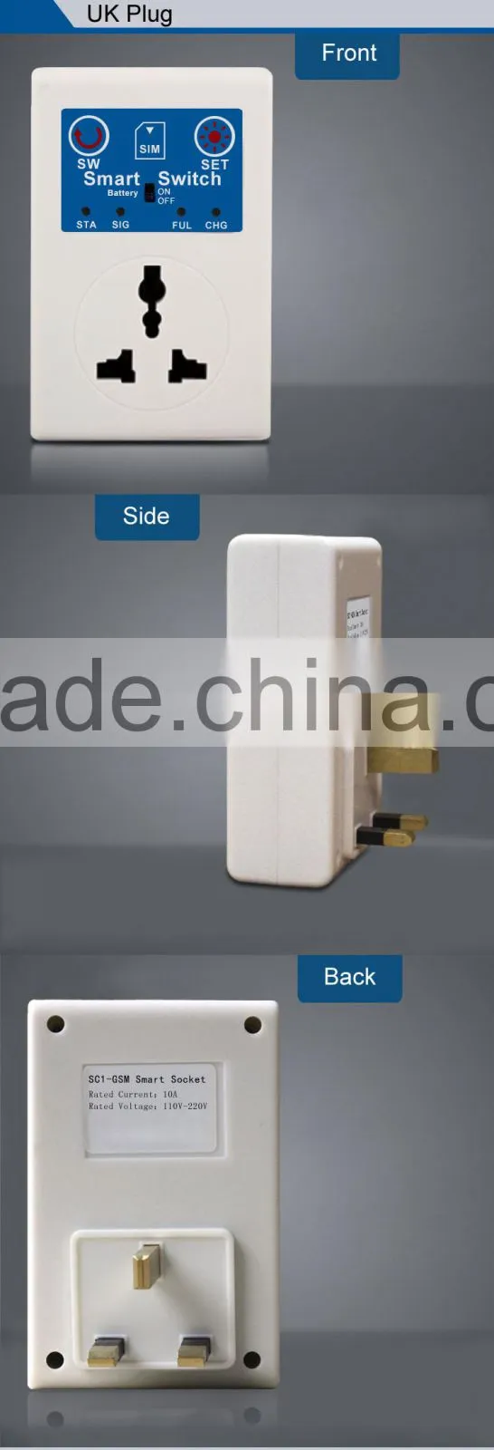 AC110-220V 2200W 10AMP GSM Remote Control Power Switch Suitable for AU/EU/UK Plug with Power Failure SMS Reminder Automatically