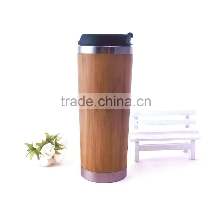 Made in China Mlife wholesale high quality mini 350ml double wall stainless steel vacuum bamboo flask, bamboo tea travel mug