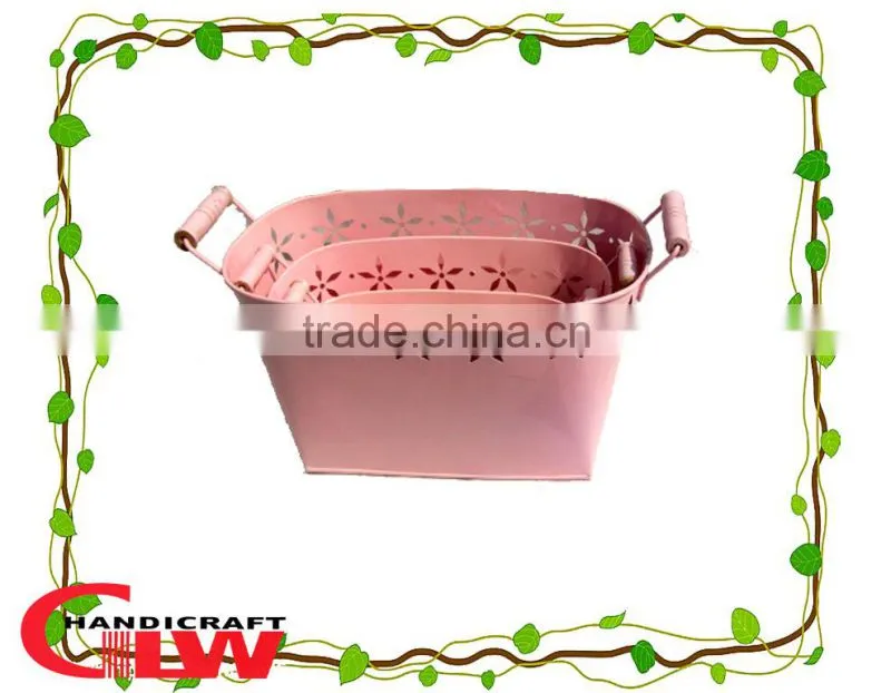 pink iron bucket with handles, rectangular bucket,factory wholesale directly,storage bucket