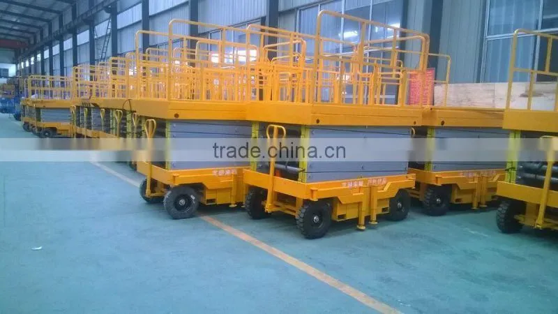 movable scissor lift platform/mobile hydraulic lift table/scissor hydraulic lift platform QYCY0.3-9