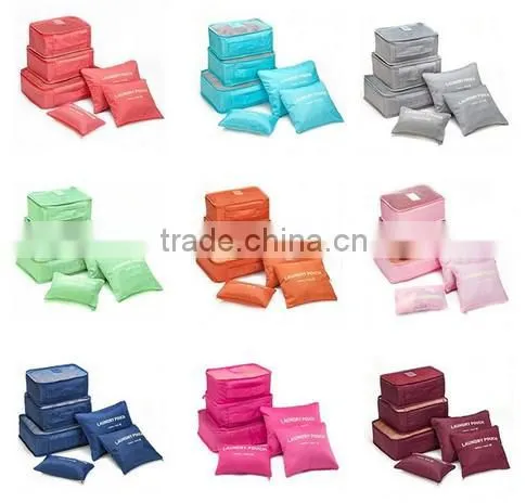 6Pcs/set Nylon Travel Bag Clothing Sorting Organize Bag Packing Cubes