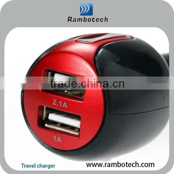 With usb power port for ipad iphone smartphone power 2 port usb car charger 12v
