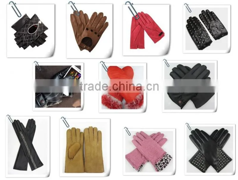gilrs dress pink driving leather glove in China for car