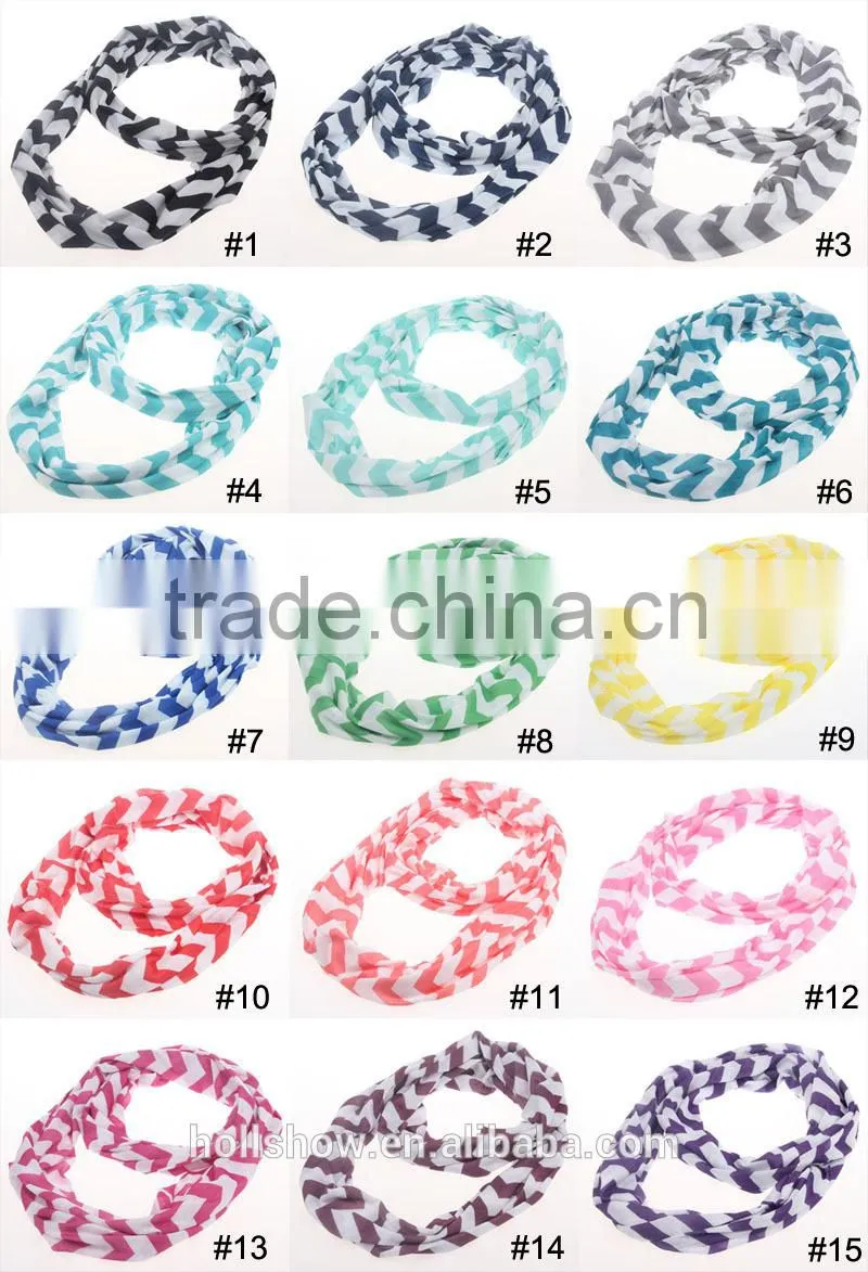 Wholesale Lady Fashion Polyester Circle Loop Cheveron Infinity Scarf