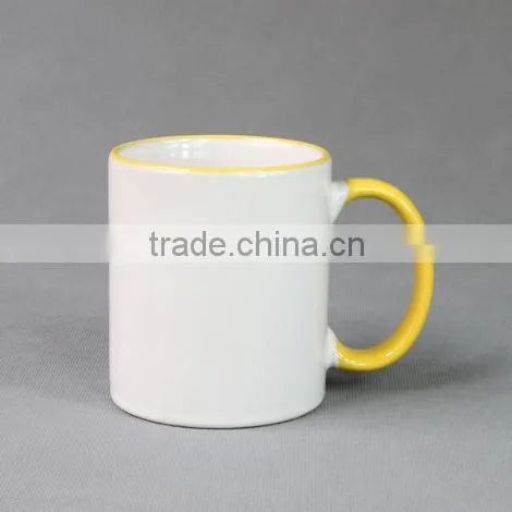 11oz sublimation coating liquid mugs,digital sublimation mug heat press (ce approved) with color rim and handle