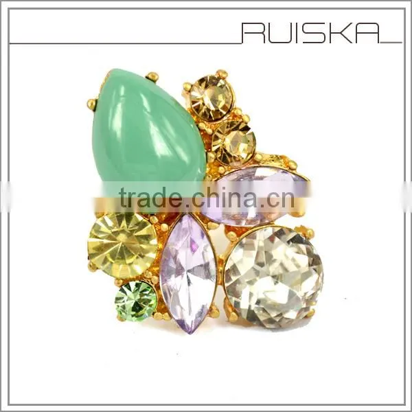 Shourouk Style Golden Color Transparent Crystal Ring