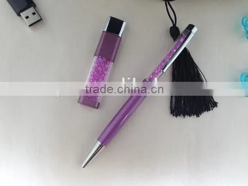 Hot-selling Crystal Pens,Pen With Crystal and USB Gift Set