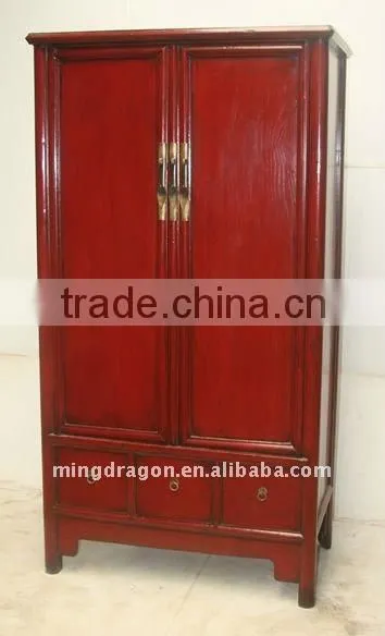 Chinese Antique Red Wedding Cabinet / Wardrobe
