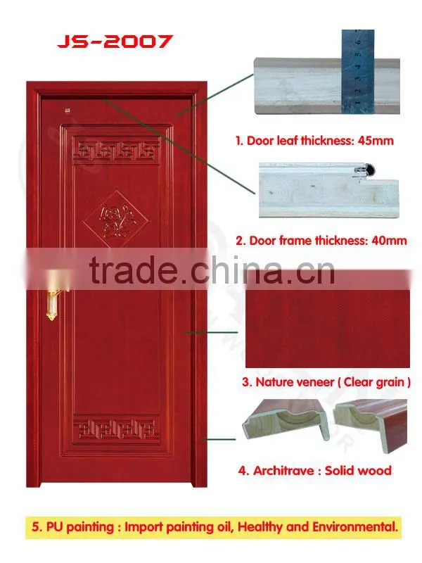 Chinese style single swing mahogany solid inter wood doors