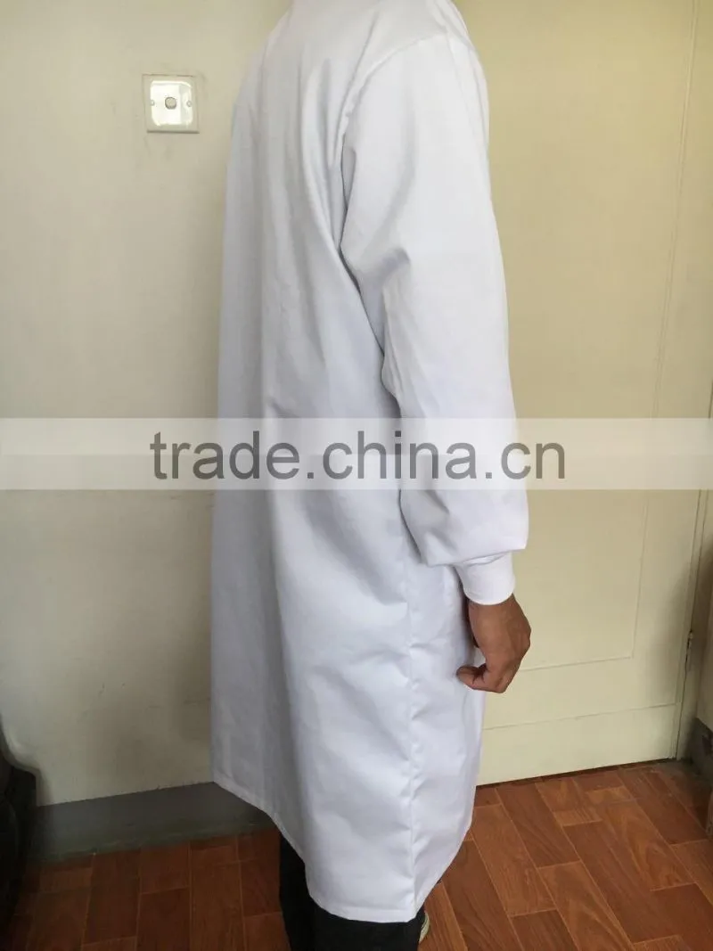 Unisex White Lab Coat with Knit Cuffs