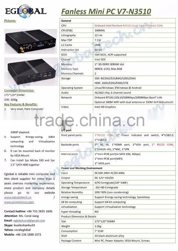 the Smallest Mini PC intel core N3510 4GB RAM 64 GB SSD windows10 & linux desktop Opera Mini Free Download Nettop PC