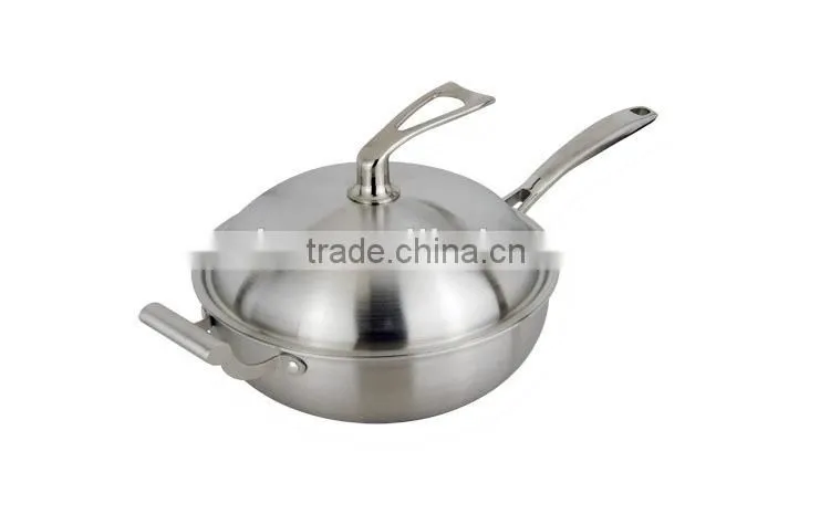 Top Quality Food Grade 304 Stainless Steel Cookng Frying Pan with Lids