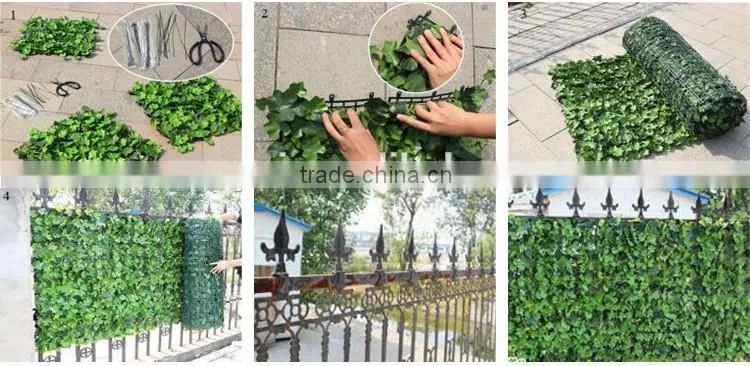 China supplier garden decoration green plastic artificial leaf fence