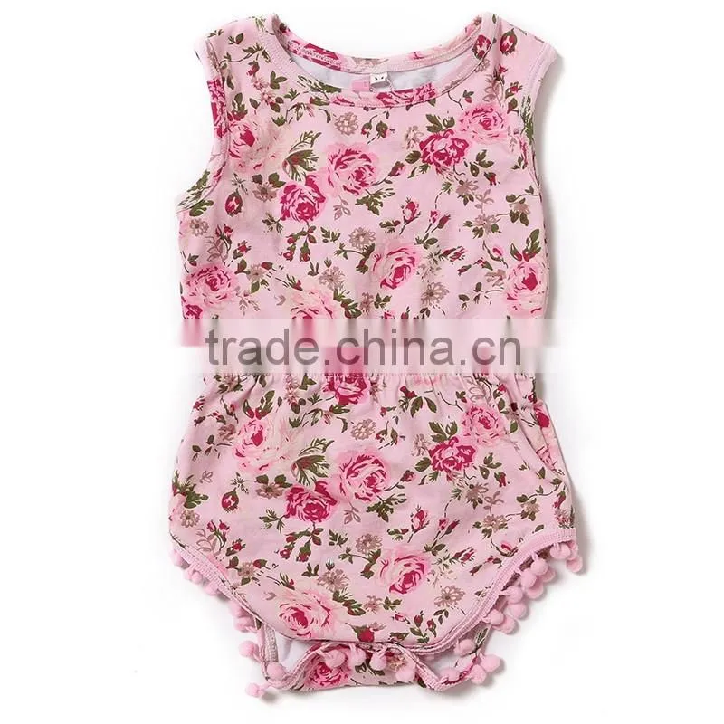 2016 Wholesale High quality Boutique Soft Cotton Floral Baby Romper