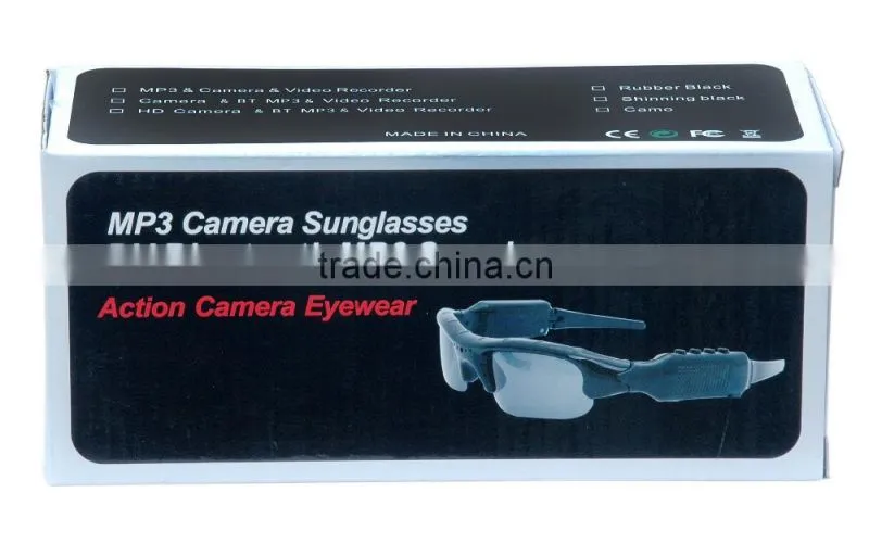 Stereo bluetooth mp3 sunglasses with video camera 1280*720 TF card