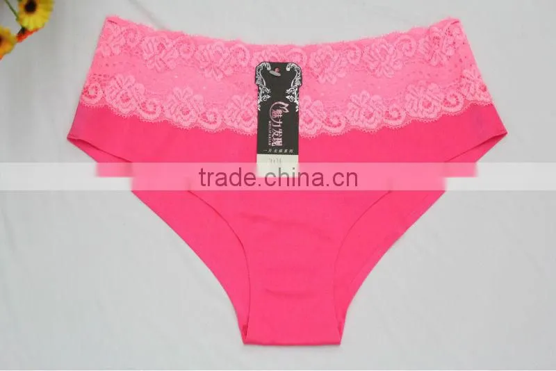 Shining Fabric Lace Waist Bonded Seamless Panties