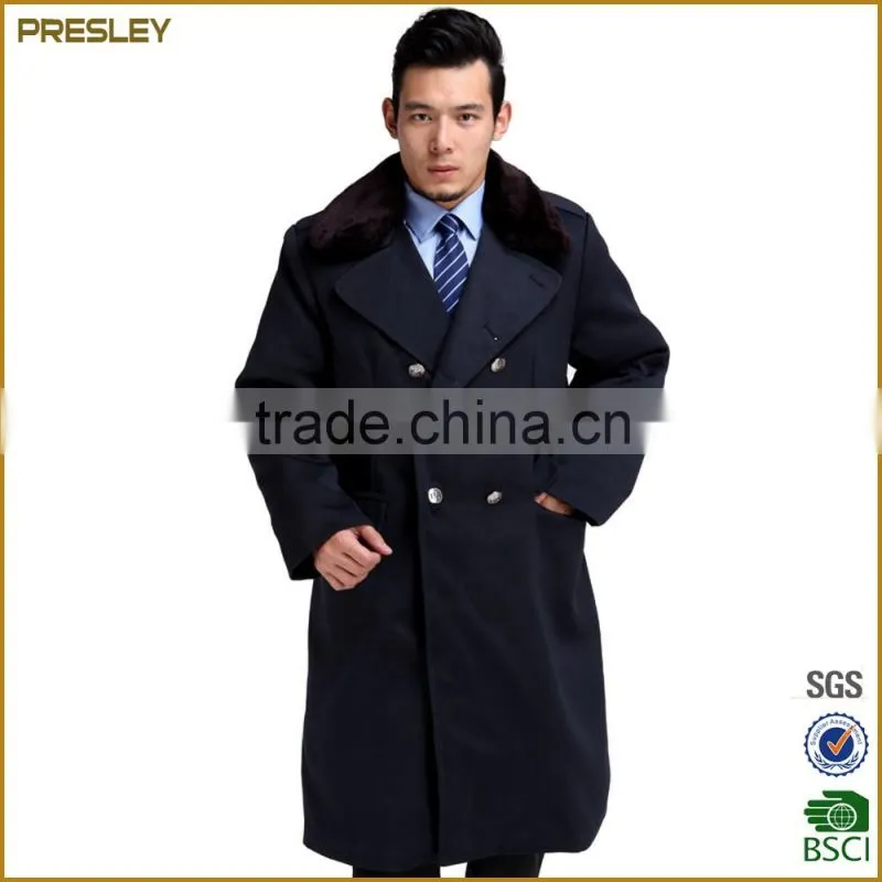high quality custom winter long padded jakcet military security uniform overcoat