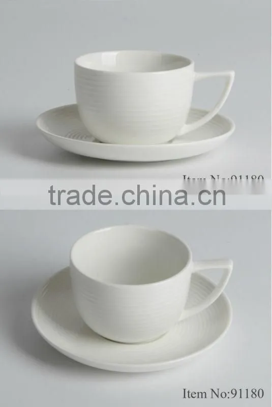 white durable ceramic stripe espresso cup with saucer