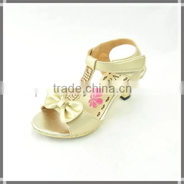 Hot sale china cheap girls sandal high heel with bow