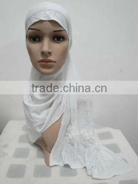 H128 latest muslim hijab with shawl and flower