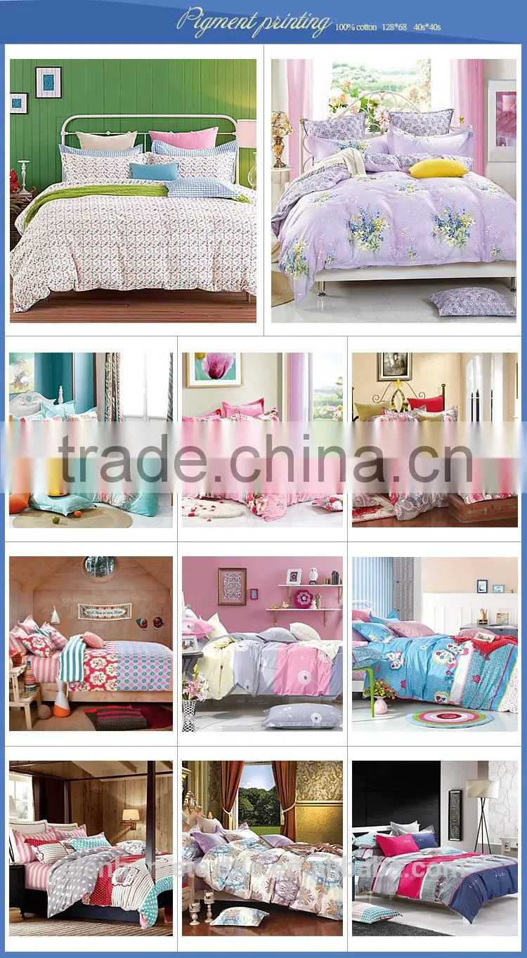 100% cotton 128*68 40s*40s pigment printed luxury duvet cover set with zipper