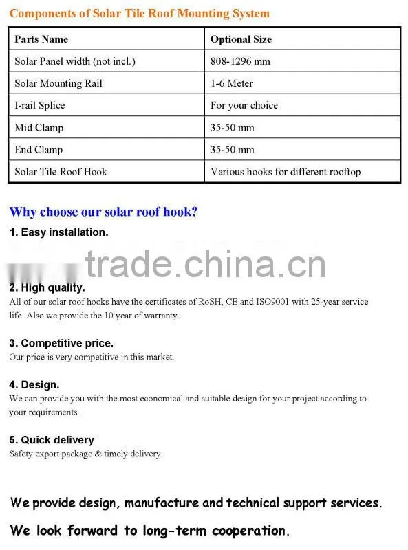 high quality solar roof hook