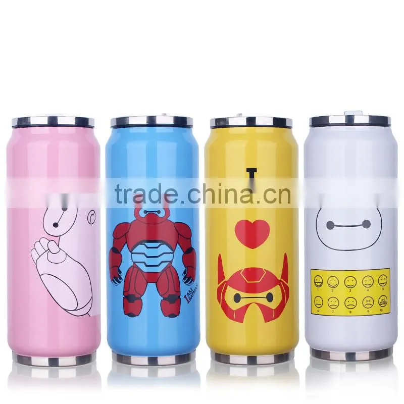 OEM custom logo metal bottle tumbler mug with straw