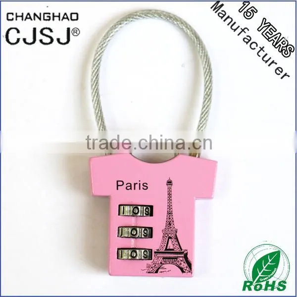 CJSJ Hot Sale Cable Padlock CH-28B red heart shaped combination lock