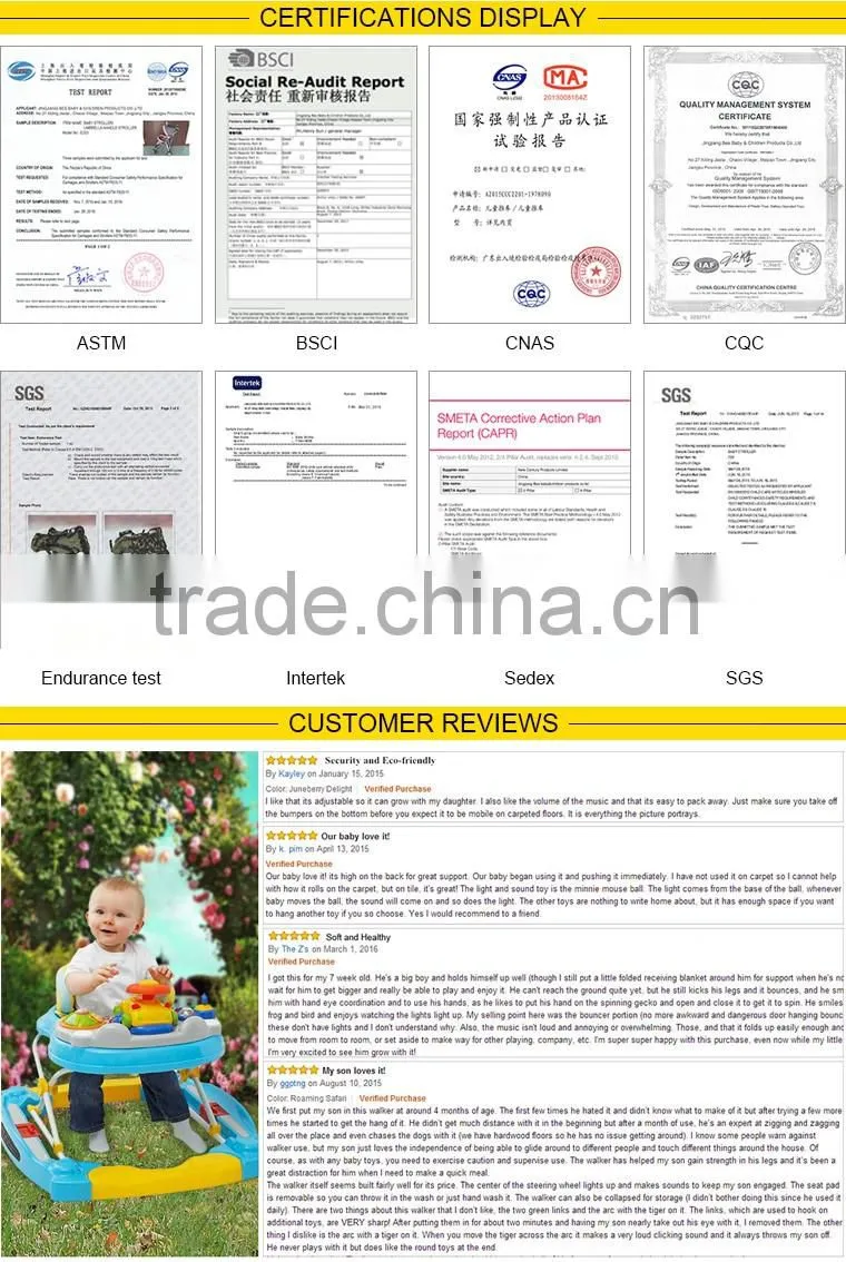 BW-01B push bar design new model baby walker, softextile baby walker with soft cushion