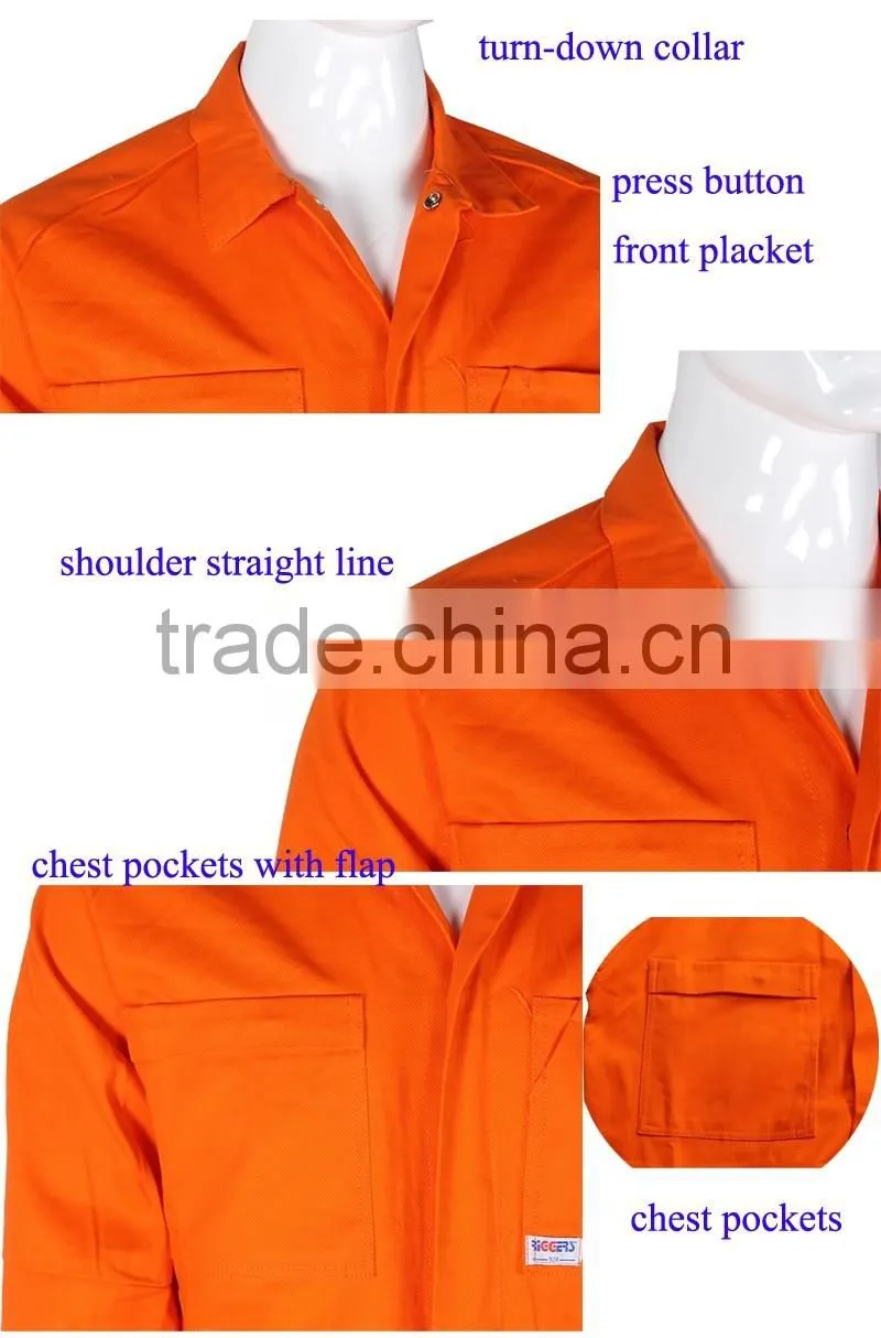 Men's OR orange twill pre shrunk inseams 100% cotton working coverall