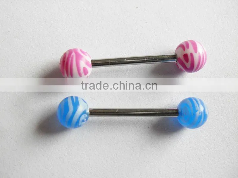 UV Acrylic Zebra Print Tongue Ring
