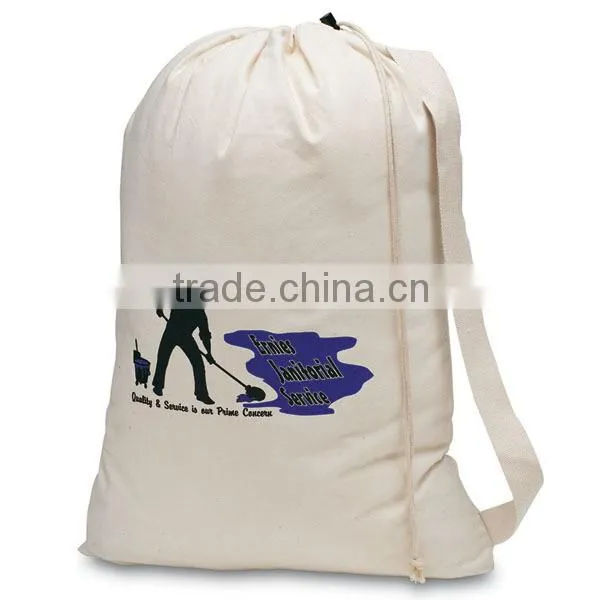 Wholesale natural cotton drawstring laundry bag