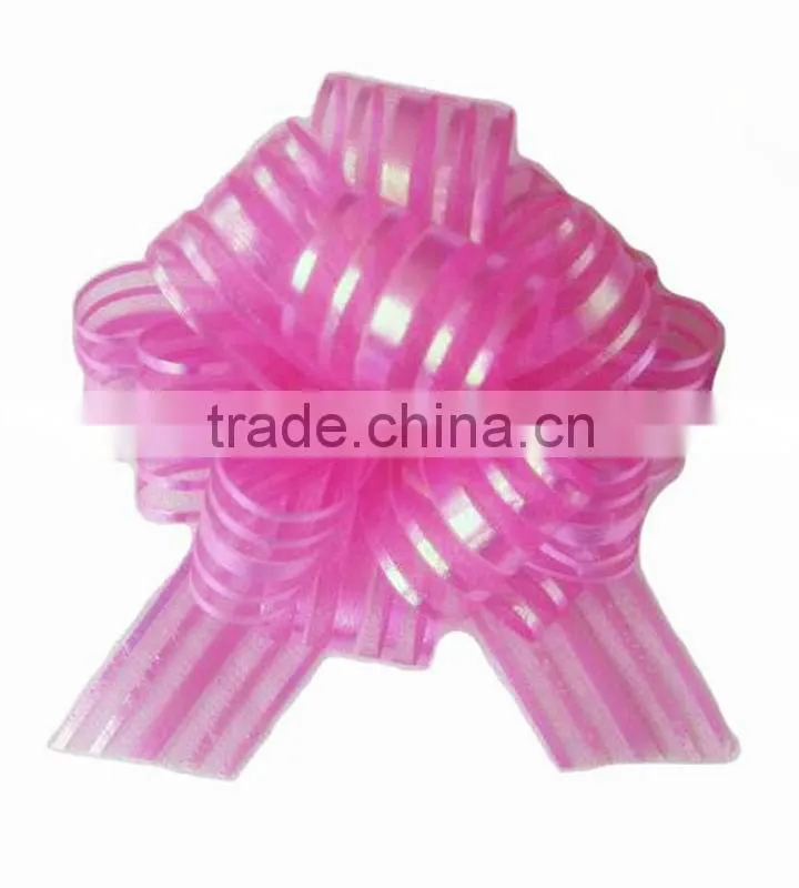 HOT SALE ! Yellow Organza Strip Butterfly Pull Ribbon Bow for gift Decoration