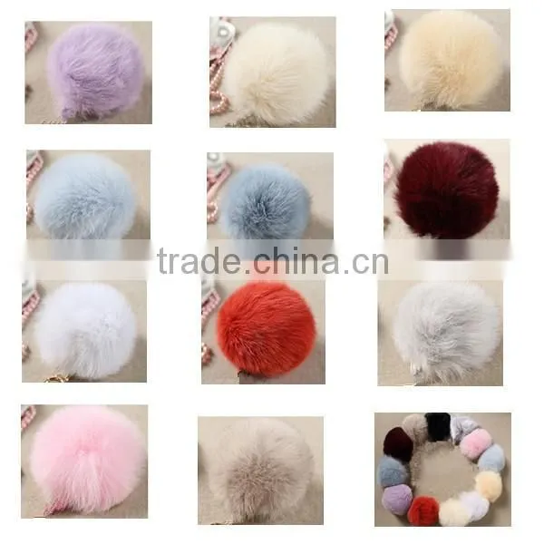 2016Colorful Dyed Customize Real Fox Fur Pom Poms / Pompom Keychain