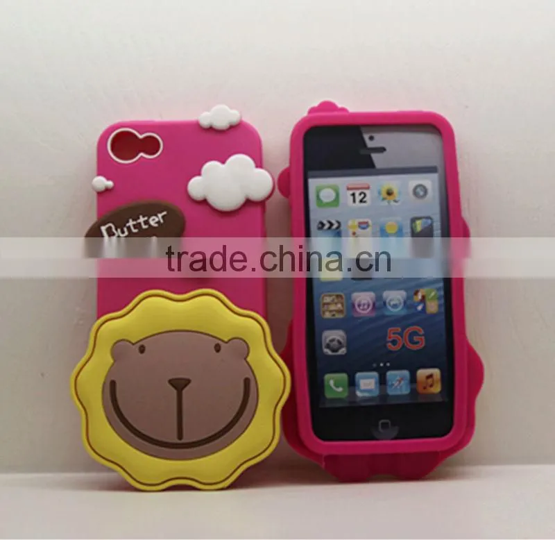 2013 the factory manufacture 3D Butter Lion item cartoon design silicone mobile phone case