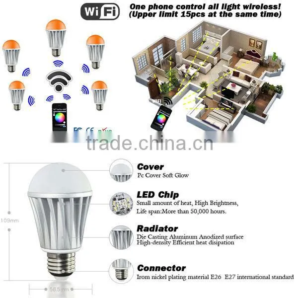 Smart home lighting wifi dimmable E27 5w led bulb
