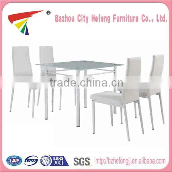 2016 high quality white modern european glass dining table set