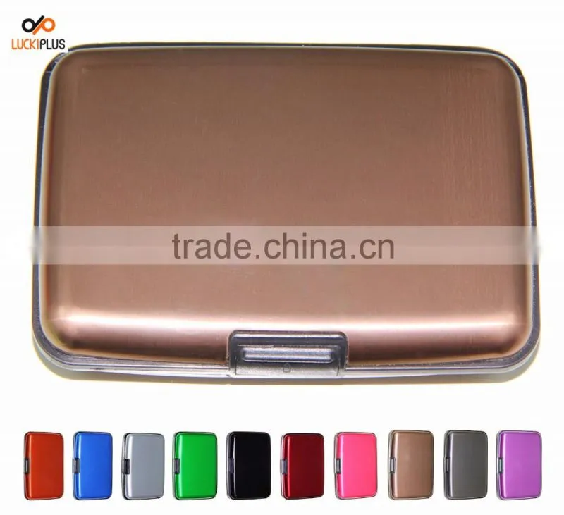 Luckiplus Inventory RFID Blocking Aluminum Credit Card Holder for Men & Women, Cool Slim Metal Busin Golder
