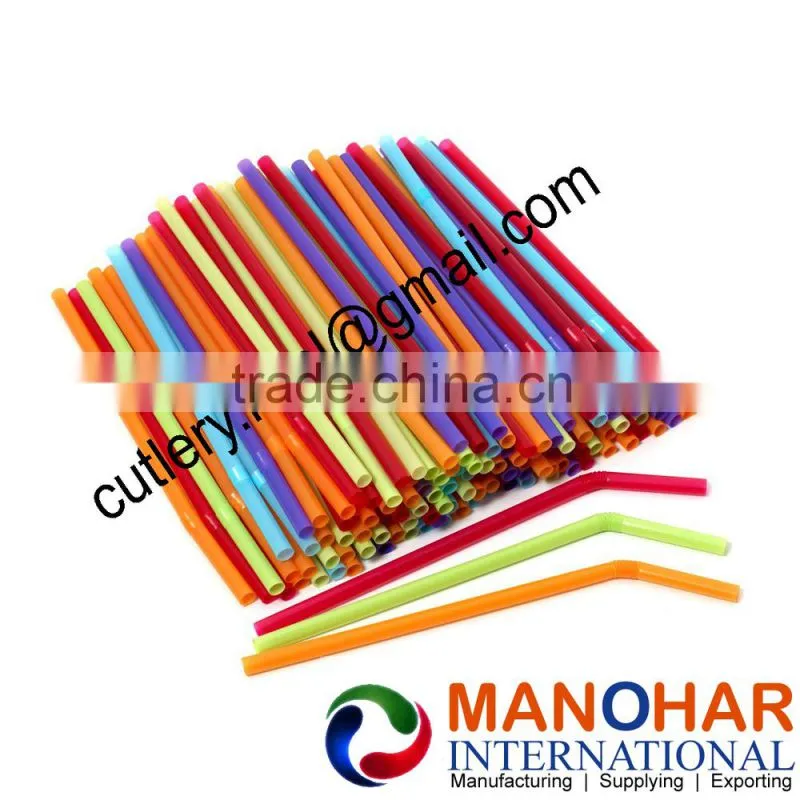 Blue plastic / Drinking straws / spoon straw.