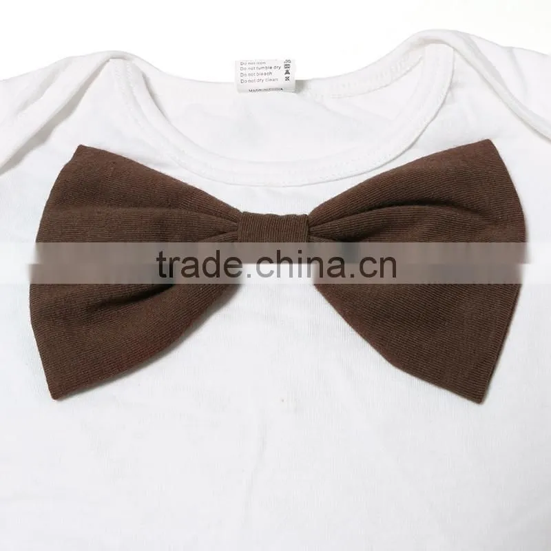new summer baby boys clothing sets white shirt with brown bowknot and brown pant for baby boys clothing two pieces sets
