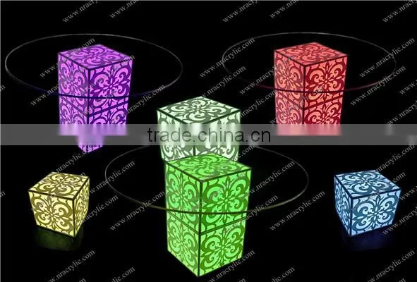 Shanghai well designed beautiful illuminated acrylic LED ottoman table for weddings