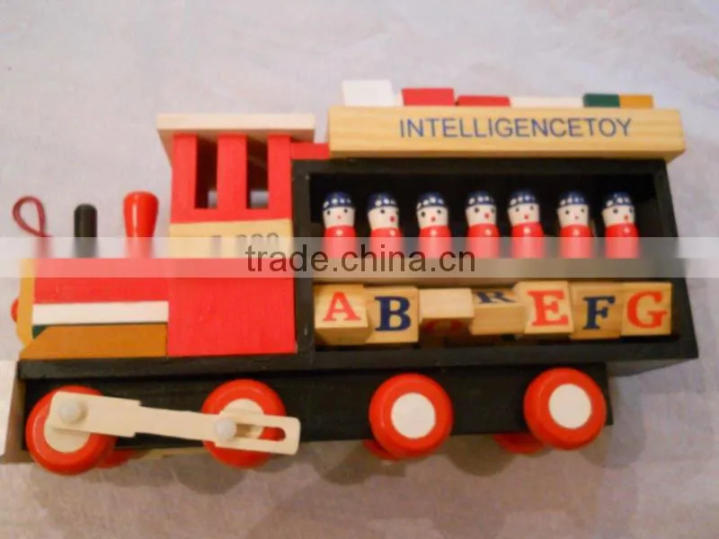 novel wood truck toy with blocks for children