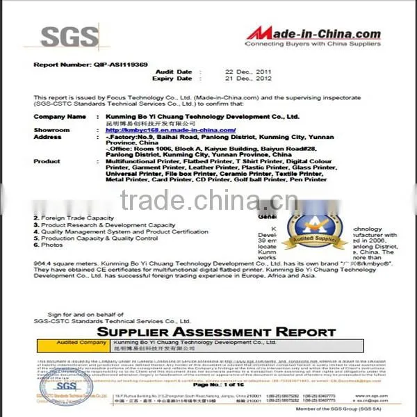 Best Qualiry Digital Ceramic Tile / Material Printing Machine (office in Shanghai)