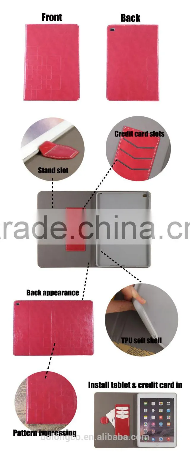 luxury for ipad 2/3/4 case with auto sleep wake function