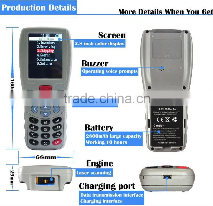 Saints-757 usb wireless speedata pda gps barcode reader,pdt barcode scanner portable pda