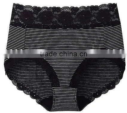ladies high quality cotton high waist lace trim panties