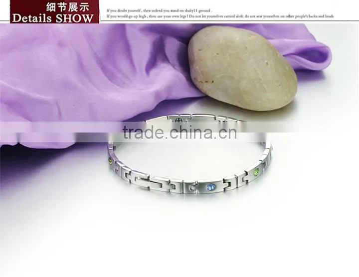 KSTONE Women 316L Stainless Steel square color rhinestone magnetic bracelet