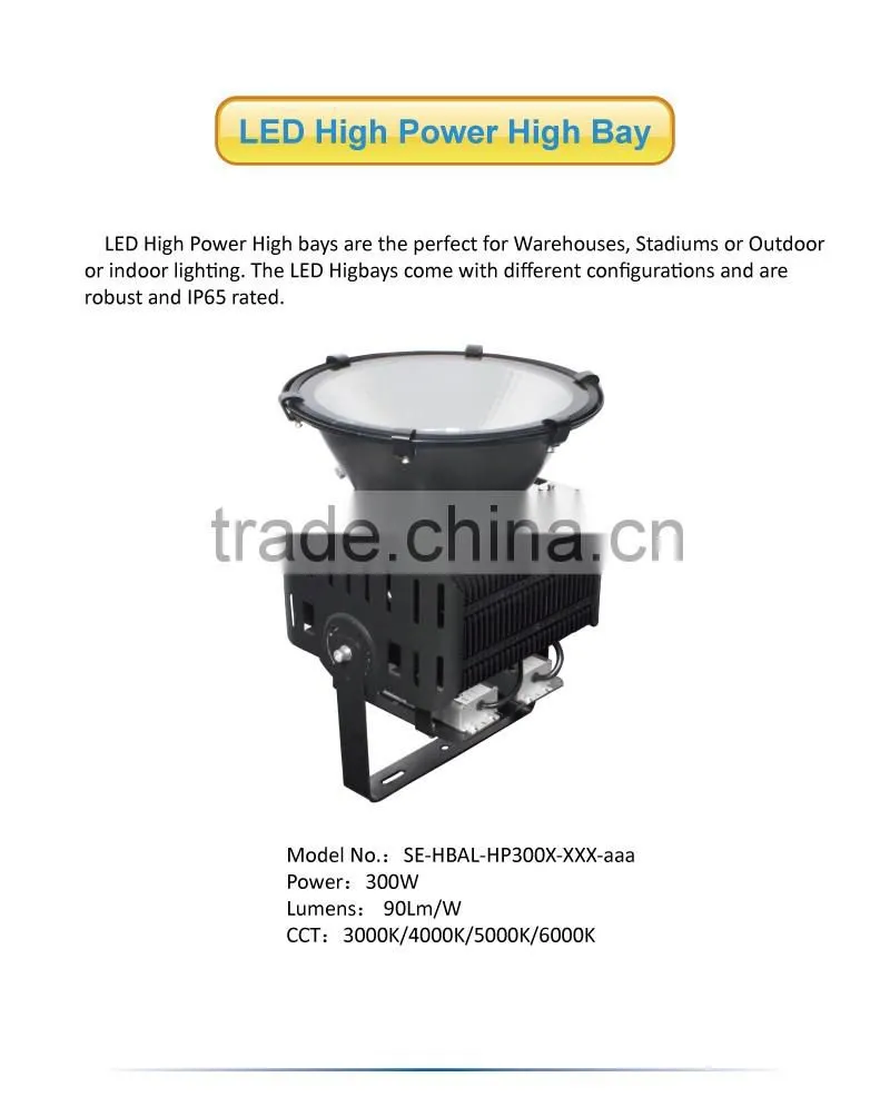 2016 High performance heat dissipation IP65 300w black led high bay light